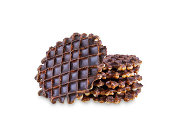 Chocolate waffles on a white isolated background
