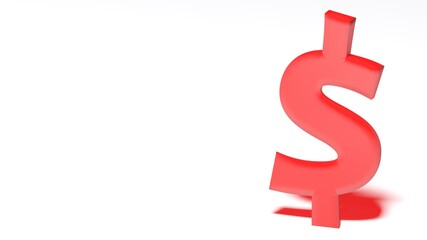 White background with red dollar sign at right side - 3D rendering illustration