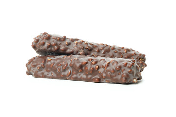 Tasty candy bars isolated on white background