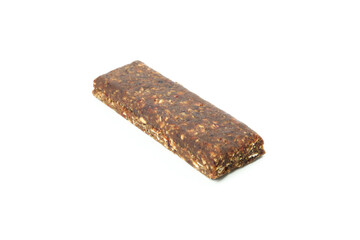 Tasty protein bar isolated on white background