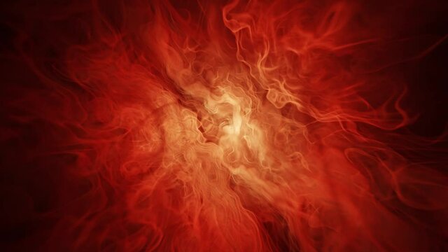 Nightmarish intergalactic storm, raging hot flames flying closer to center of inferno - seamless looping 3d animation.