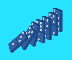 Domino bones on a blue background. Symbol. Vector illustration.