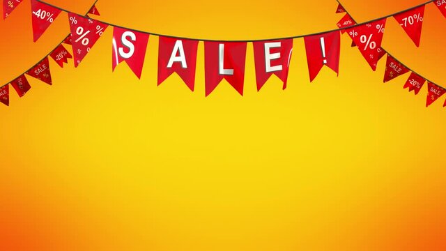 Hanging pennants set with the message Sale!