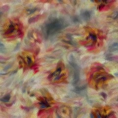 Obraz premium Seamless faux digital painted floral pattern print. High quality illustration. Procedural painting with realistic brush strokes in impressionistic style. Abstract art for surface design and print.