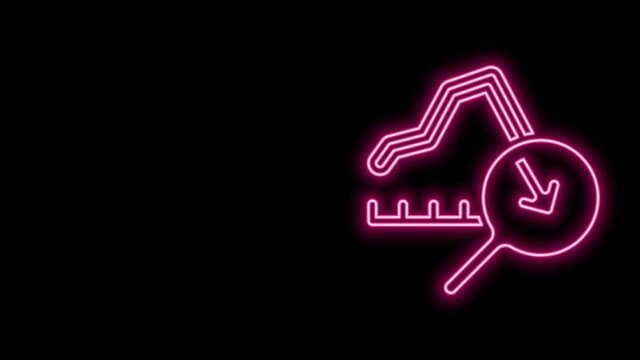 Glowing neon line Global economic crisis icon isolated on black background. World finance crisis. 4K Video motion graphic animation