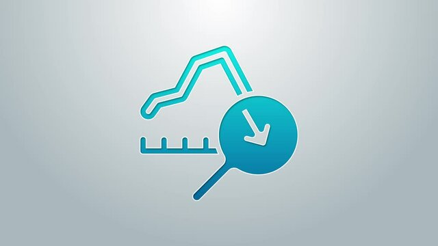 Blue line Global economic crisis icon isolated on grey background. World finance crisis. 4K Video motion graphic animation
