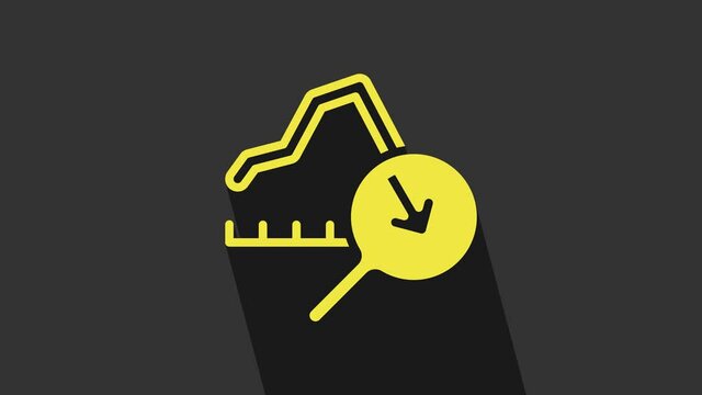 Yellow Global economic crisis icon isolated on grey background. World finance crisis. 4K Video motion graphic animation