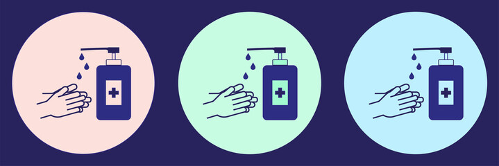 Set of icons disinfection hands