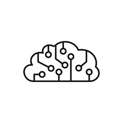 Brain with computer chip cpu flat design logo