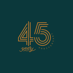 45 years anniversary pictogram vector icon, 45th year birthday logo label.