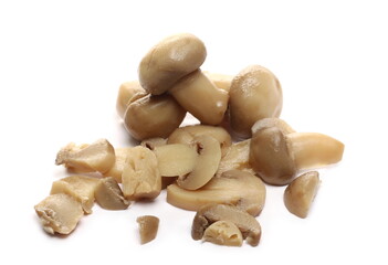 Champignon mushrooms pile isolated on white background