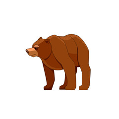 Obraz na płótnie Canvas Bear looking and walking. Cartoon character of big mammal animal. Wild forest creature with brown fur. Vector flat illustration isolated on white background