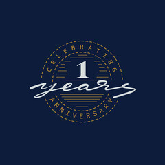 Fototapeta premium 1 years anniversary pictogram vector icon, 1th year birthday logo label.