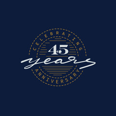 45 years anniversary pictogram vector icon, 45th year birthday logo label. - obrazy, fototapety, plakaty