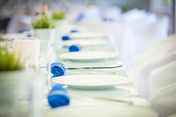 Decoración Mesa Restaurante en Azul y Blanco - Table decorations for fresh restaurants