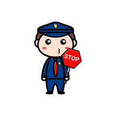 cute police character on white background