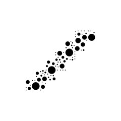 A large stairs symbol in the center made in pointillism style. The center symbol is filled with black circles of various sizes. Vector illustration on white background