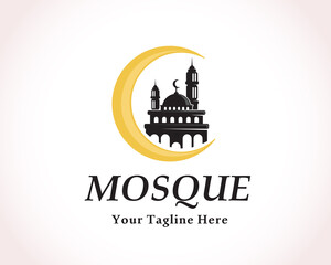 Moon mosque art islamic logo symbol design illustration