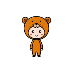 boy character wearing beaver costume on white background
