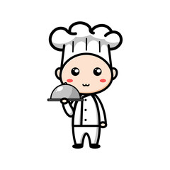 Obraz premium cute chef character on white background