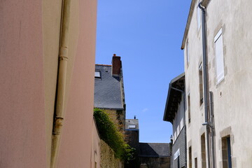 Fototapeta na wymiar In the street of le Pouliguen, a small city near the sea in France.