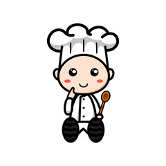 cute chef character on white background