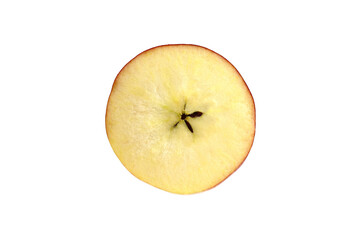 Cut an apple in half on a white background without a shadow