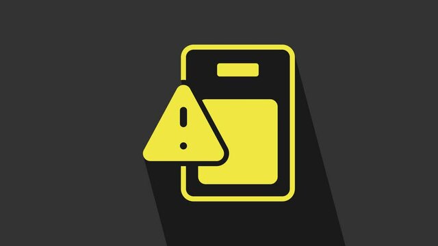 Yellow Global economic crisis icon isolated on grey background. World finance crisis. 4K Video motion graphic animation