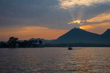 sunset over the lake