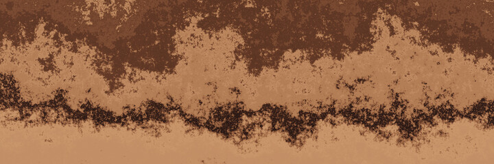 Brown soil layer. Weathered sediment strata. Cross sectional of soil and clay bedding.