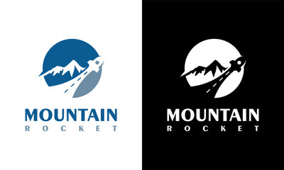 Ilustration vector graphic of Mountain Circle Logo, highways and Rockets, Hills, Valleys