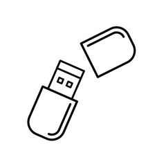 USB drive icon. Black icon. Vector illustration.