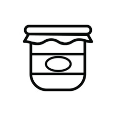 Bottle of jam icon. Glass packaging for fruit. Jam jar icon. Black icon. Vector illustration.
