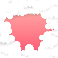 Cloud paper background with copy space, isolated on pink background. Vector Illustration EPS 10
