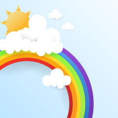 Abstract minimal  rain and cloud with butterfly presentation in a blue background, illustration 3d Vector EPS 10