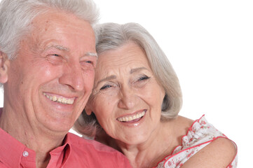 happy  senior couple  on  white background