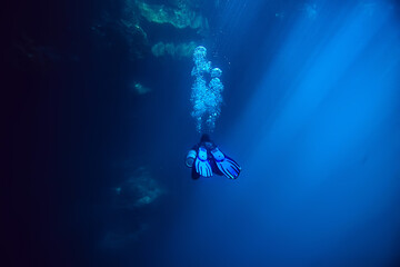 cenote angelita, mexico, cave diving, extreme adventure underwater, landscape under water fog