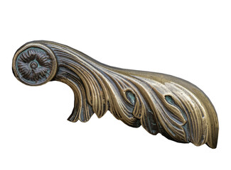 The vintage bronze doorhandle of white isolated