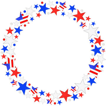 Watercolor wreath for 4th of July USA Independence Day