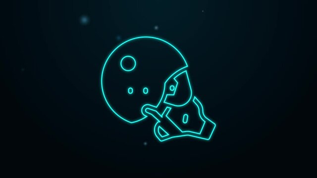 Glowing neon line Modern pilot helmet icon isolated on black background. 4K Video motion graphic animation