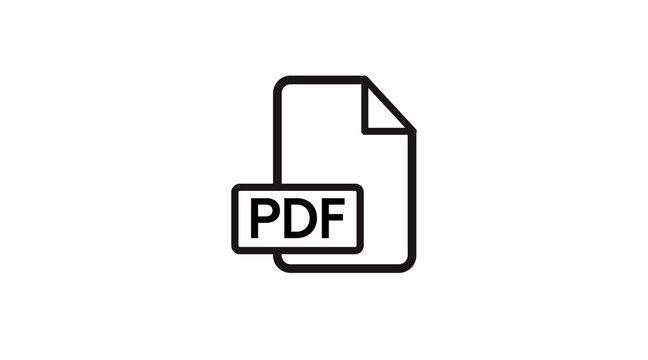 PDF Icon. Vector black and white simple illustration of a PDF sign