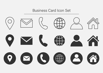 Contact information icon set for business card design.