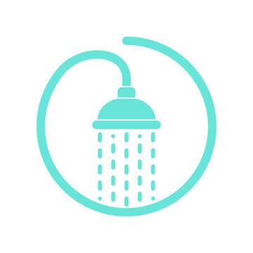 recommend clip art: Shower head with trickles water. Sign douche in the circle isolated on white background. Shower or bathroom symbol. Vector illustration