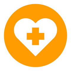 Cross inside heart vector glyph icon. Medical sign