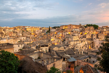 Fototapeta premium Sunrise in Matera. The city of stones. A panorama in Basilicata