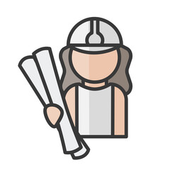 Female architect avatar. Design and planning services character. Profile user, person. People icon. Vector illustration