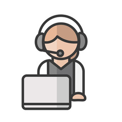 Female call center avatar. Phone services. Woman working. Profile user, person. People icon. Vector illustration