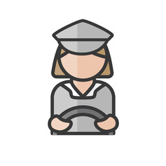 Female bus driver avatar. Woman driving a vehicle. Profile user, person. People icon. Vector illustration