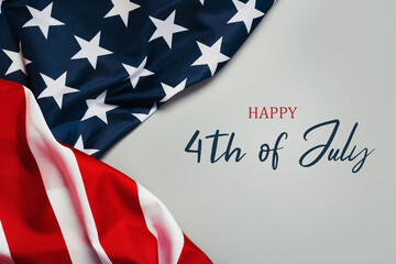 Happy Independence day July 4th.American flag with the text Happy 4th of July