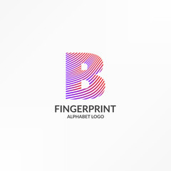 letter B abstract wave gradient stripes fingerprint vector logo design © badutsirkus